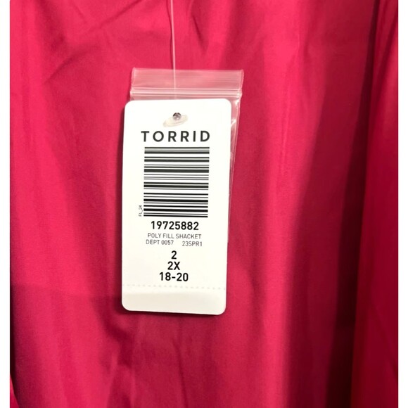 Torrid Shacket 2x 18 20 Pink Puffer Lightweight Packable Poly Fill Jacket Pocket - Picture 3 of 11